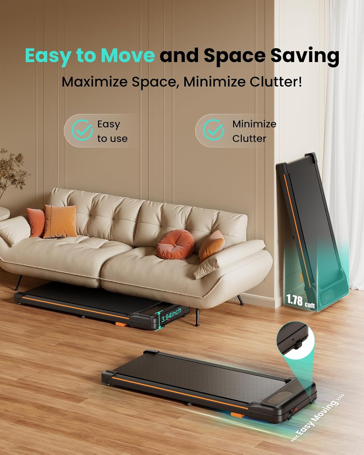 Under-desk, space-saving design