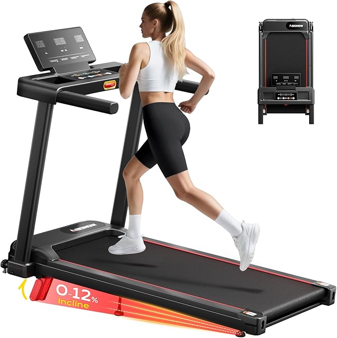 Abonow 3‑in‑1 Foldable Treadmill with Removable Desk